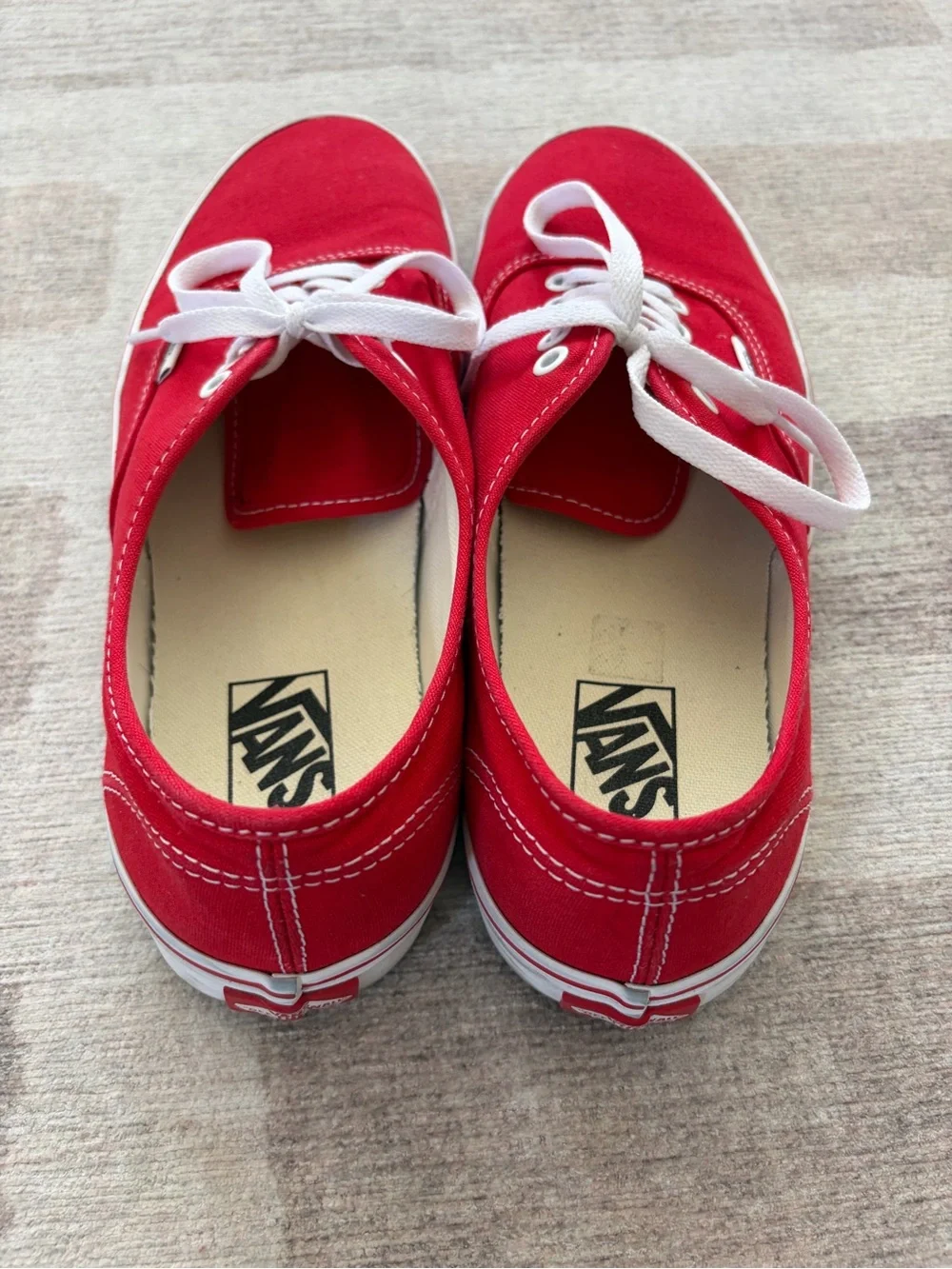 Vans Authentic - Red Canvas Low Top Sneakers with White Accents